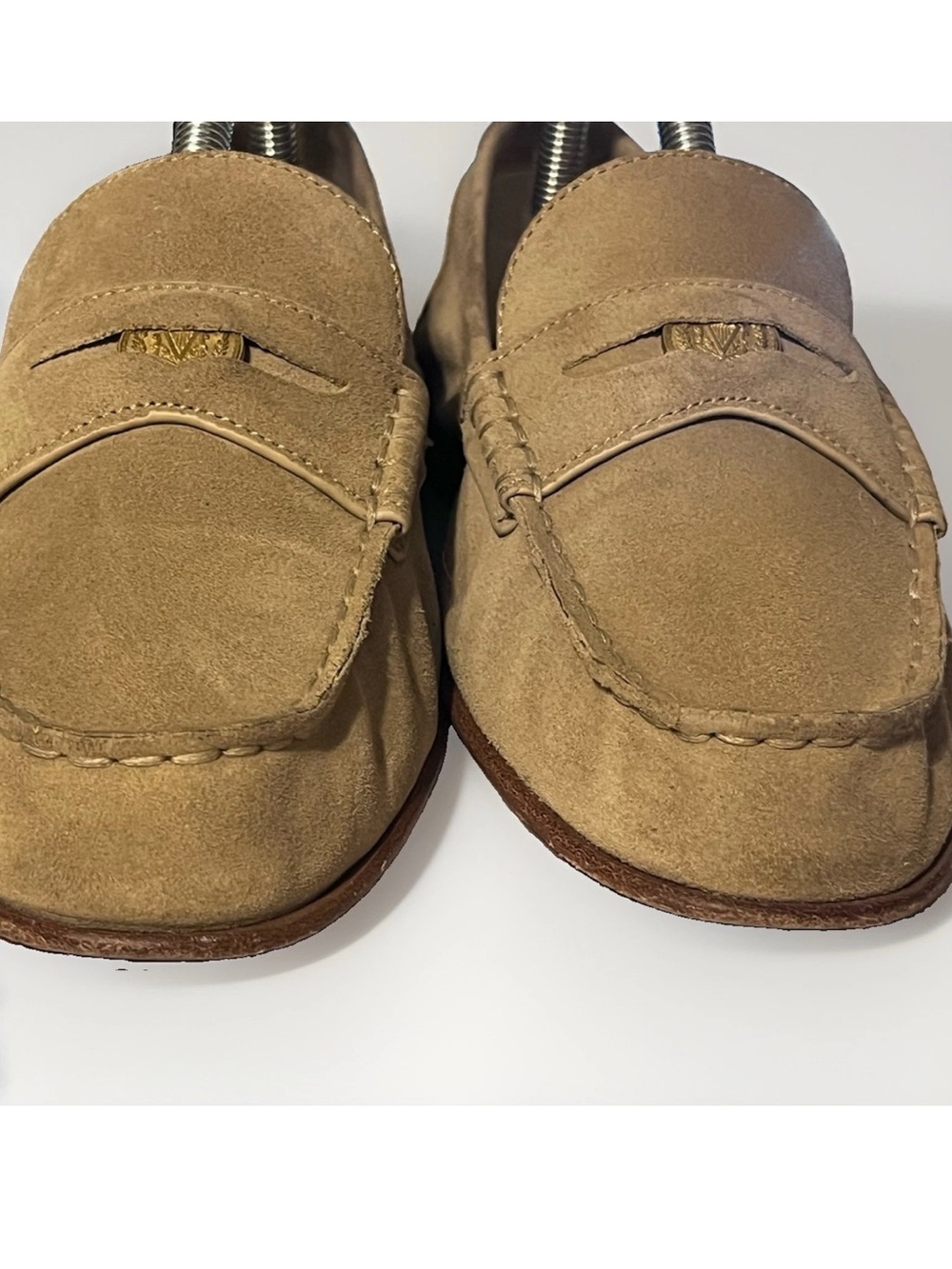 Veronica Beard Penny Flats Suede Loafer Sand Beige 8.5 - Picture 2 of 11